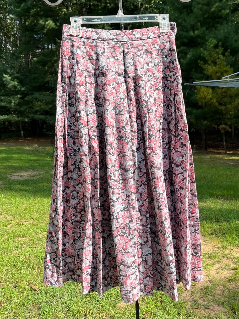 90s Laura Ashley Wool Floral Pleated Midi Skirt US Size 8 Retro Fall Cottagecore